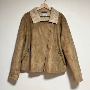 Old Navy Faux Suede Sherpa Lined Moto Jacket – Tan – Women’s XXL